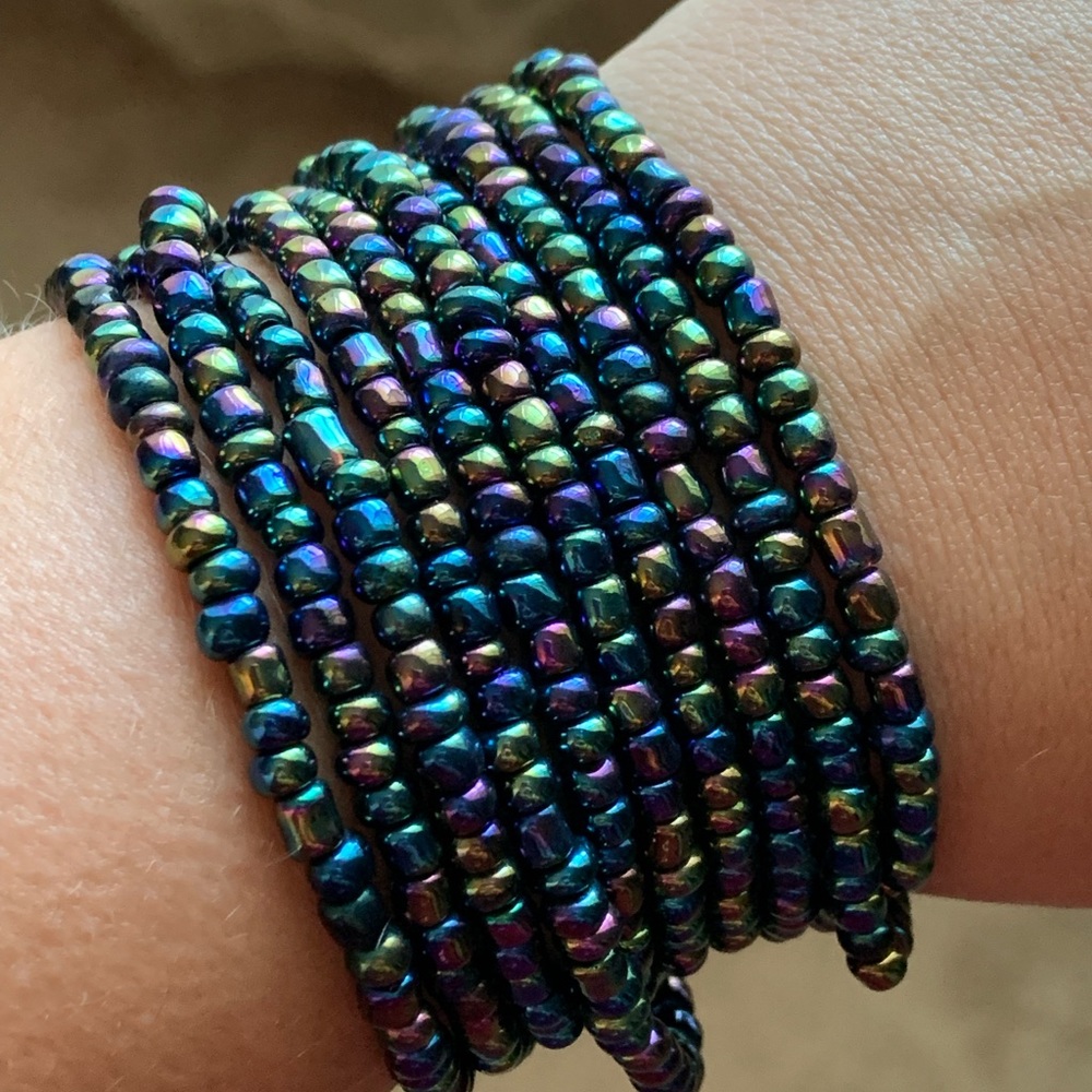 Iridescent Beaded Wrap Bracelet